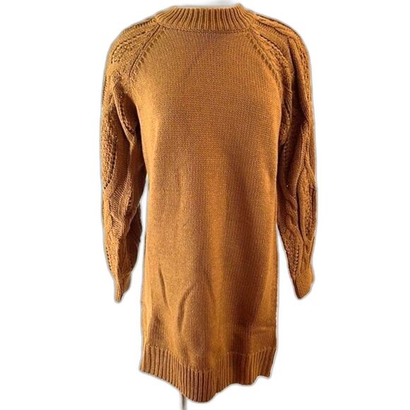 NWT Who What Wear Rust Chunky Cable Knit Sweater Dress Small - Picture 2 of 7